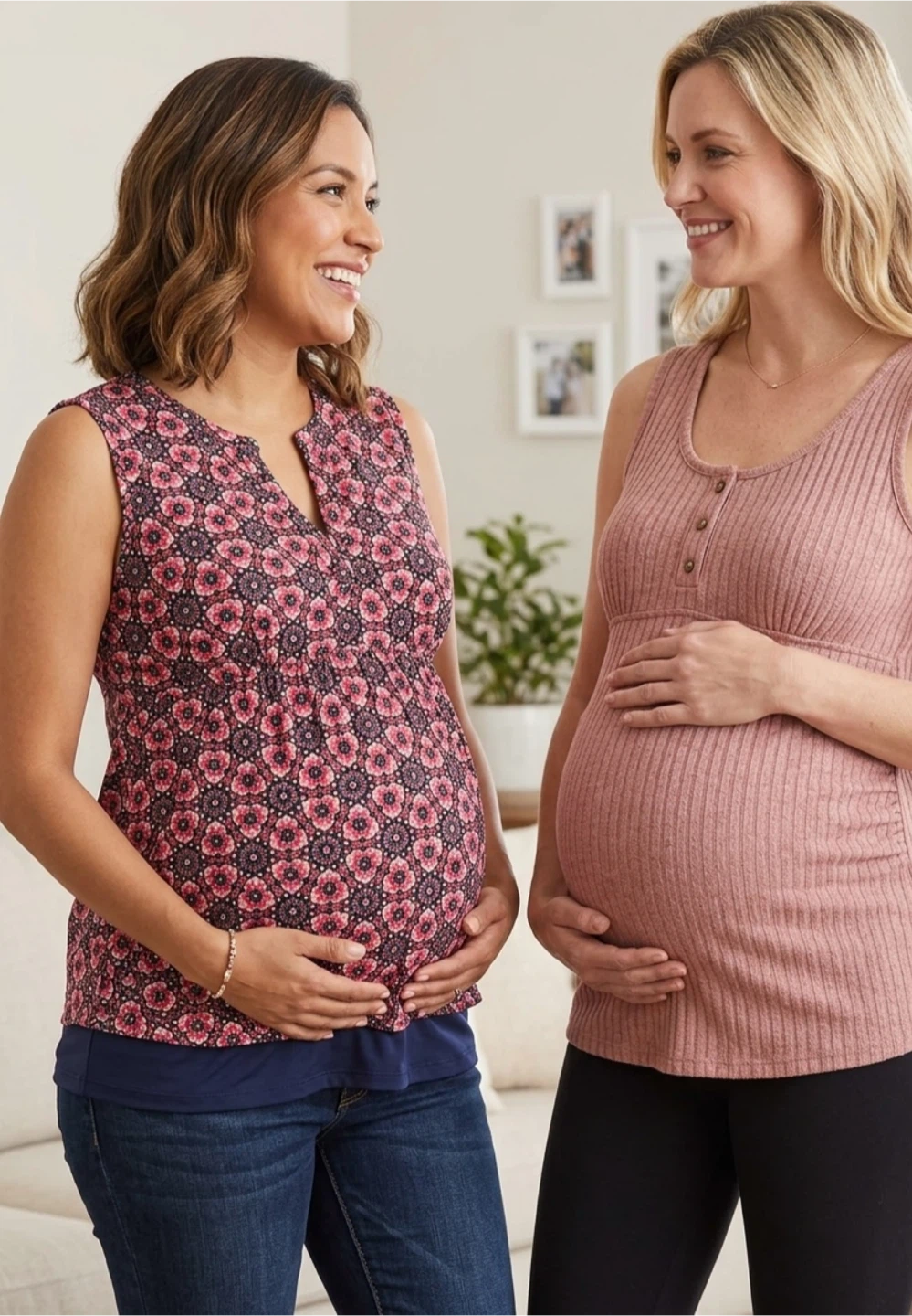 Maternity Tops Bundle - Floral & Ribbed Tank 2 pack
