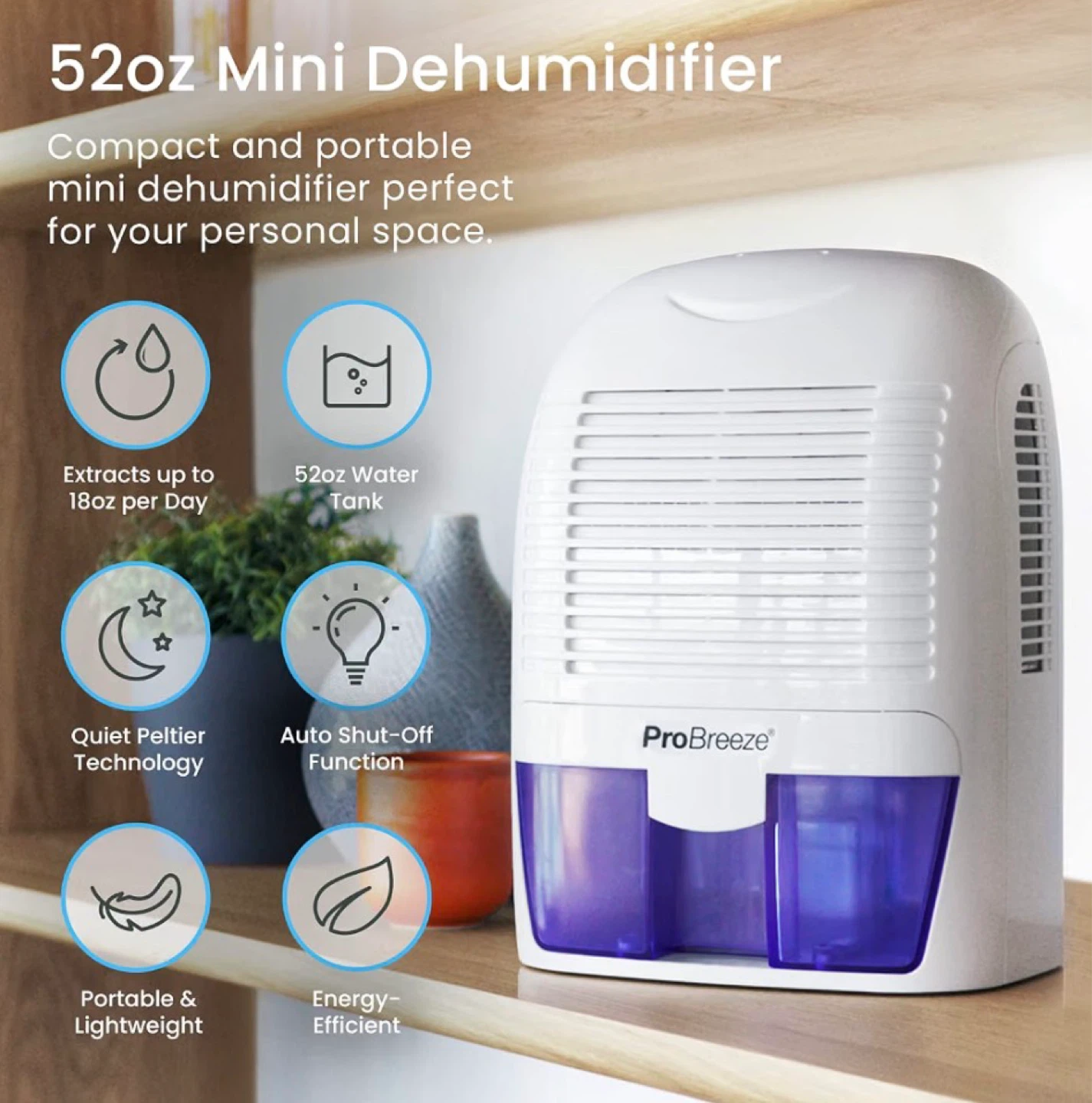ProBreeze 52oz Mini Dehumidifier - photo 3