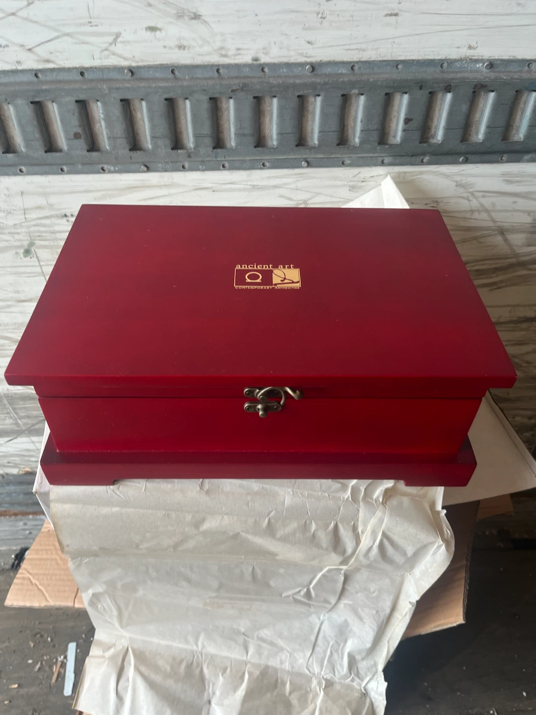 Red Wooden Storage Box