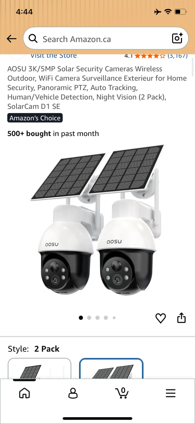 AOSU 3K/5MP Solar Security Cameras Wireless Outdoor (2 Pack)