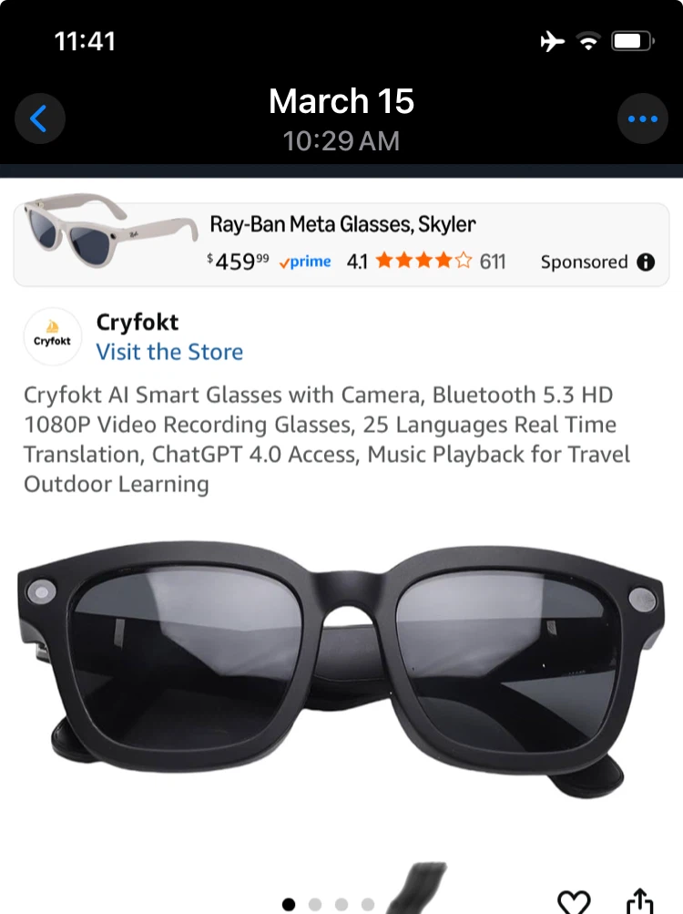 Cryfokt AI Smart Glasses with Camera