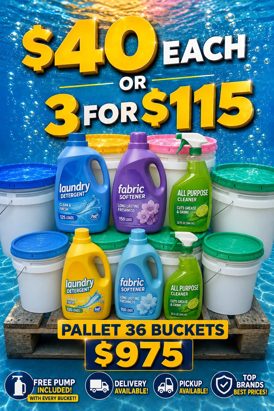 Laundry Detergent, Fabric Softener, All Purpose Cleaner Bundle
