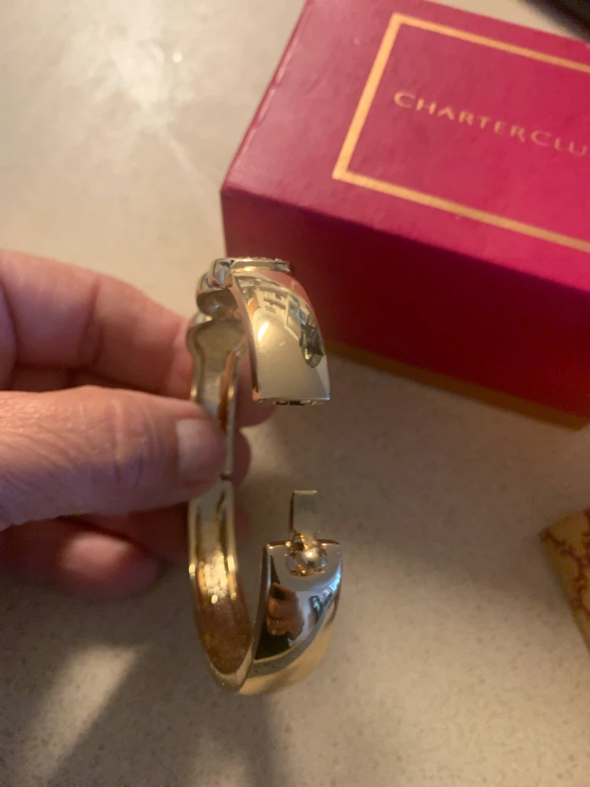 Charter Club Gold Tone Crystal Hinged Bangle Bracelet - photo 3