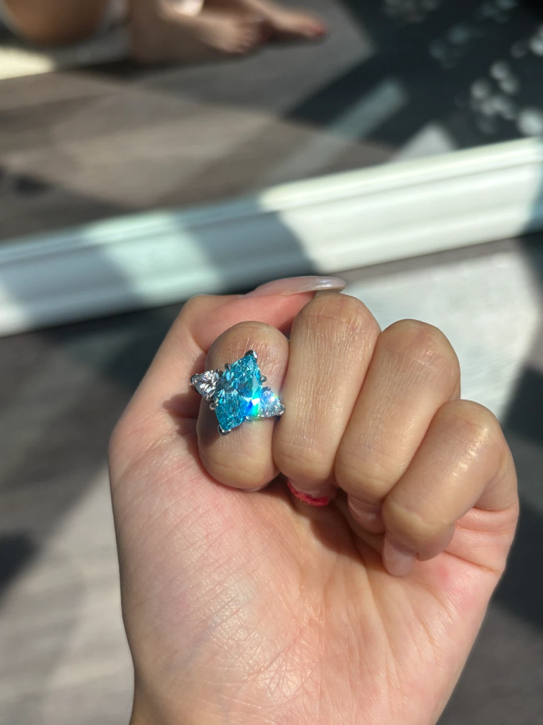3ct Blue Moissanite Diamond Ring - photo 3
