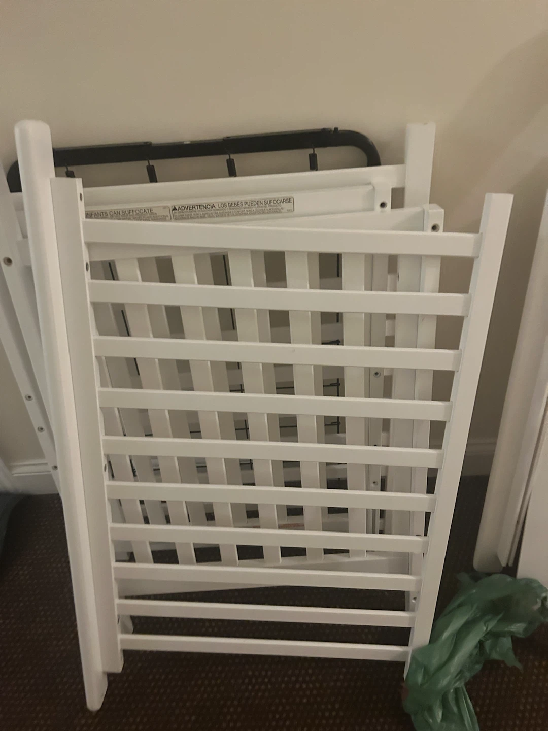 Like New White Mini Crib with Mattress