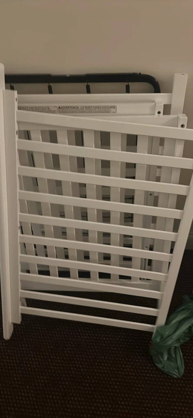 Like New White Mini Crib with Mattress - photo 2