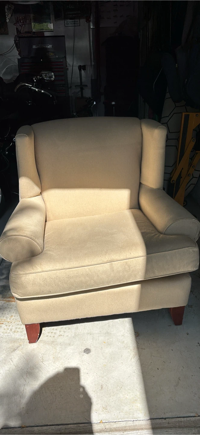 Beige Wingback Accent Chair