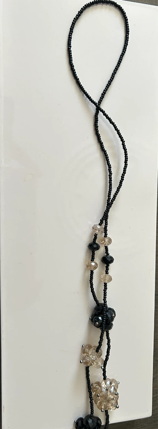 2 Black Beaded Necklaces with Crystal Accents - photo 2