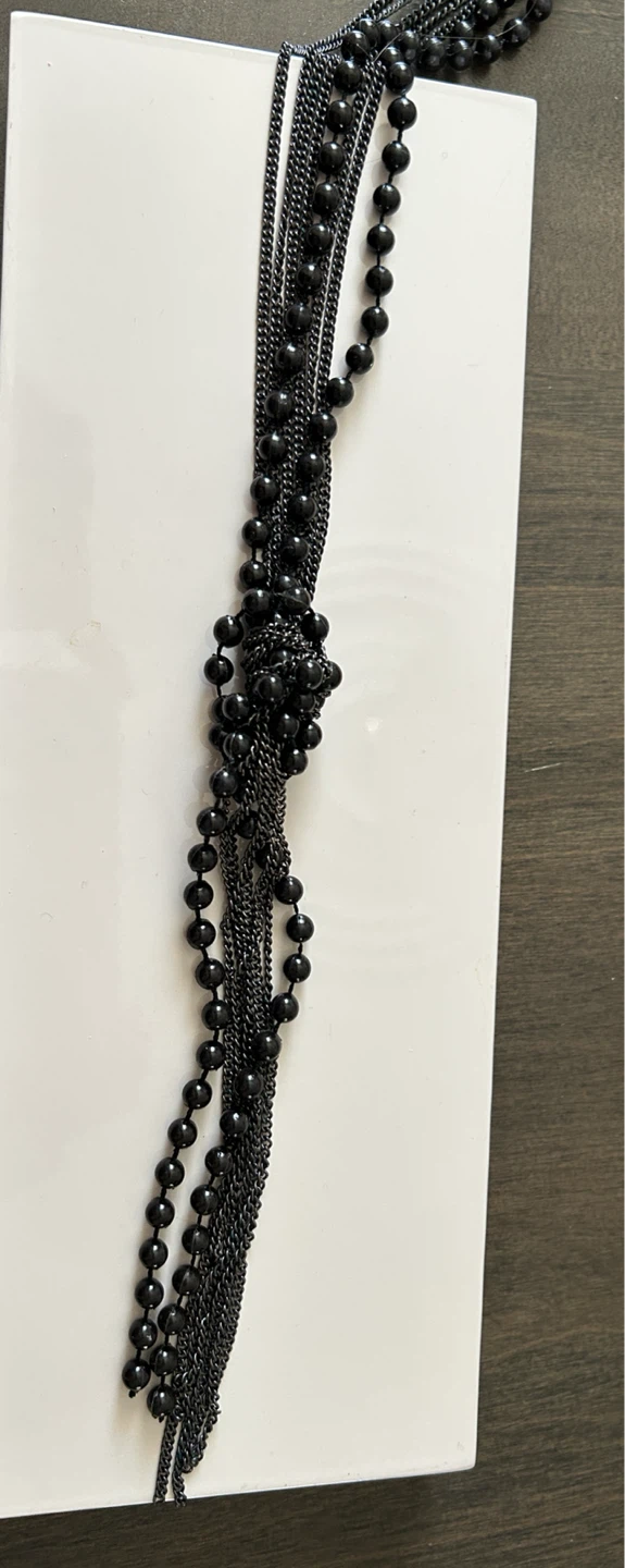 2 Black Beaded Necklaces with Crystal Accents - photo 3
