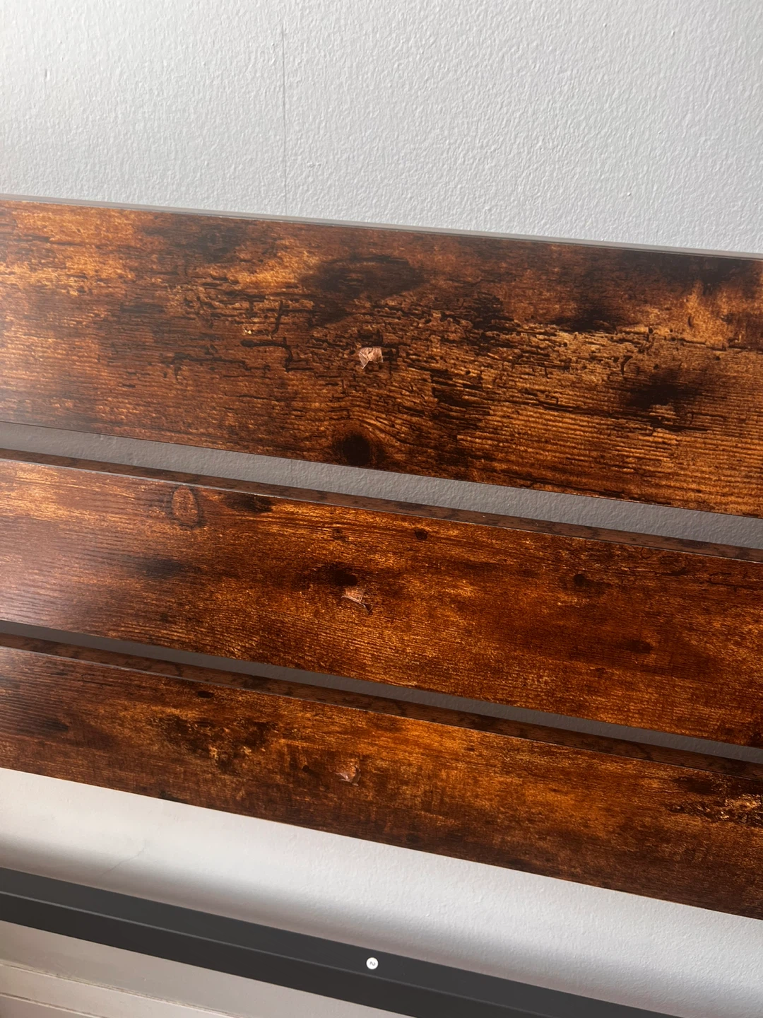 Industrial Style Metal Bed Frame with Wood Headboard - photo 3