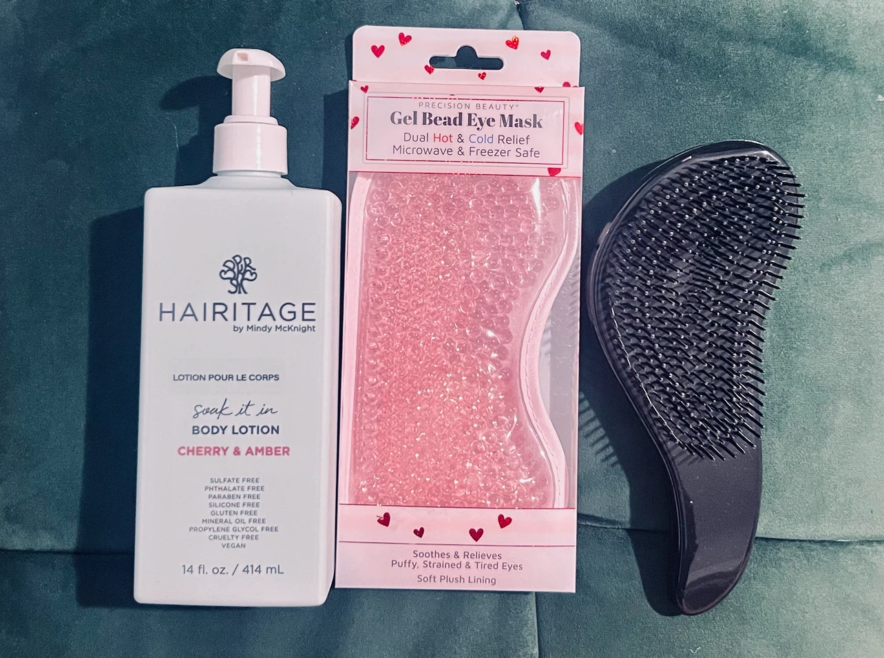 Bundle - Gel Bead Eye Mask, Body Lotion, Hair Brush
