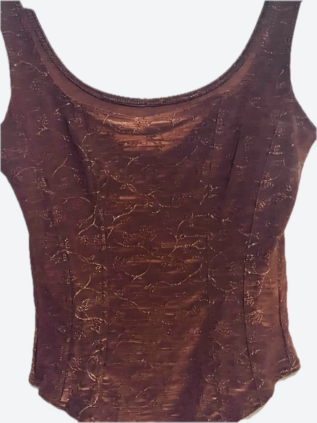 Bronze-Brown brocade corset-style tank top - photo 3