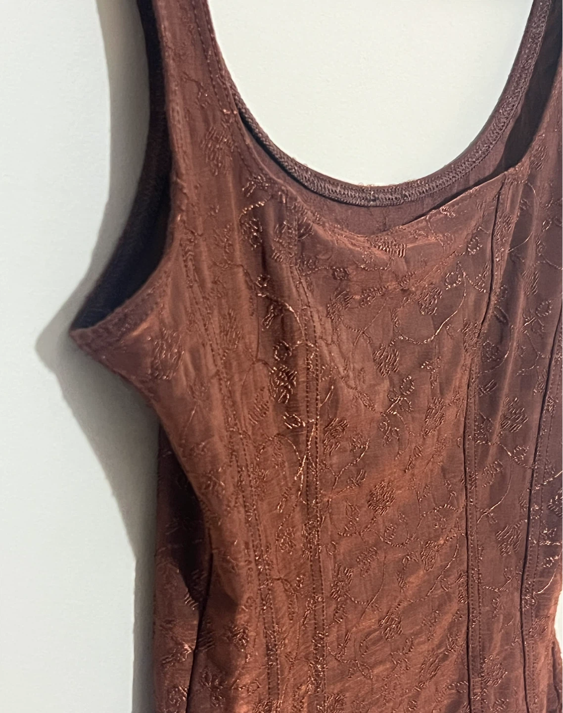 Bronze-Brown brocade corset-style tank top - photo 5