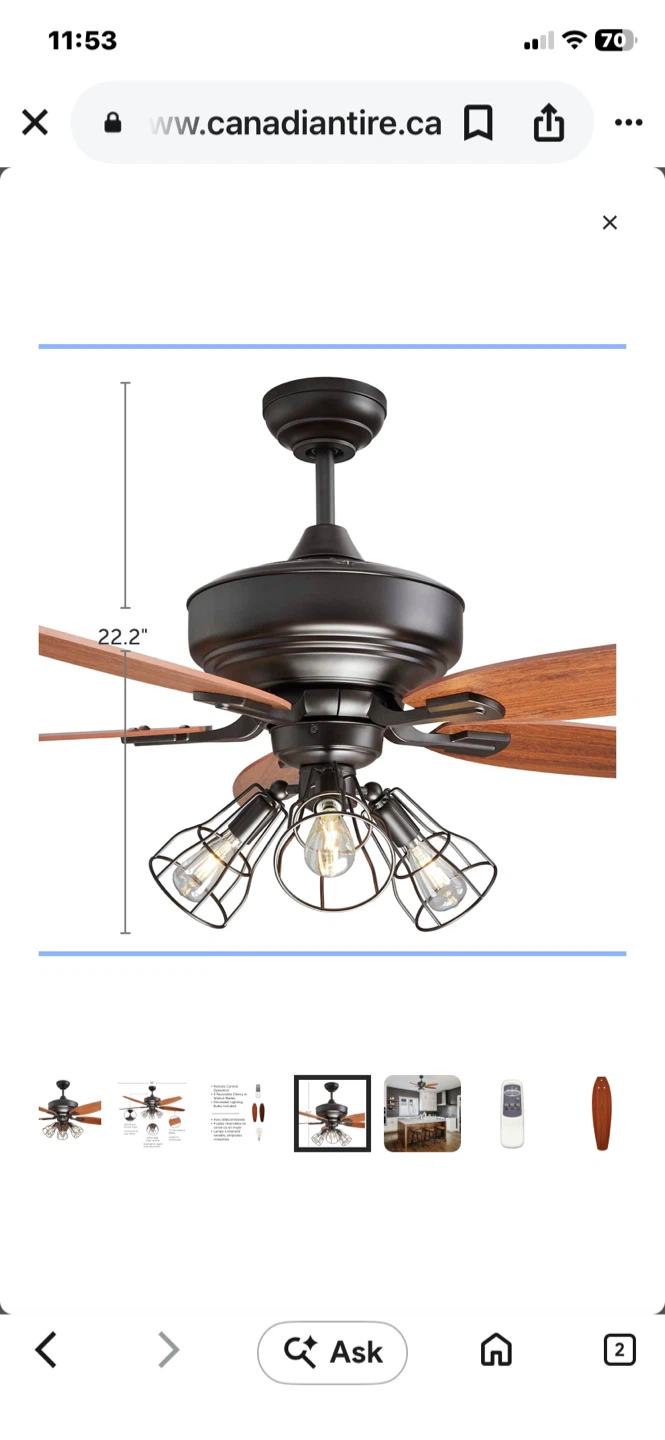 NOMA Gunner Reversible 5-Blade Ceiling Fan - photo 3