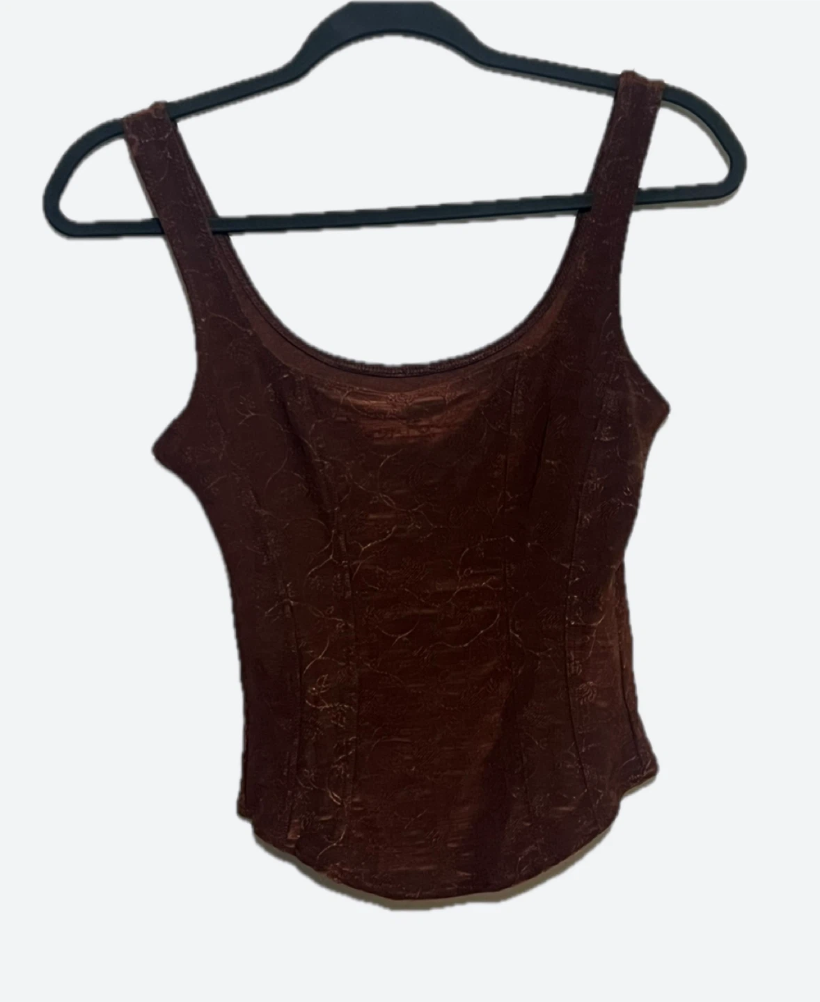 Bronze-Brown brocade corset-style tank top