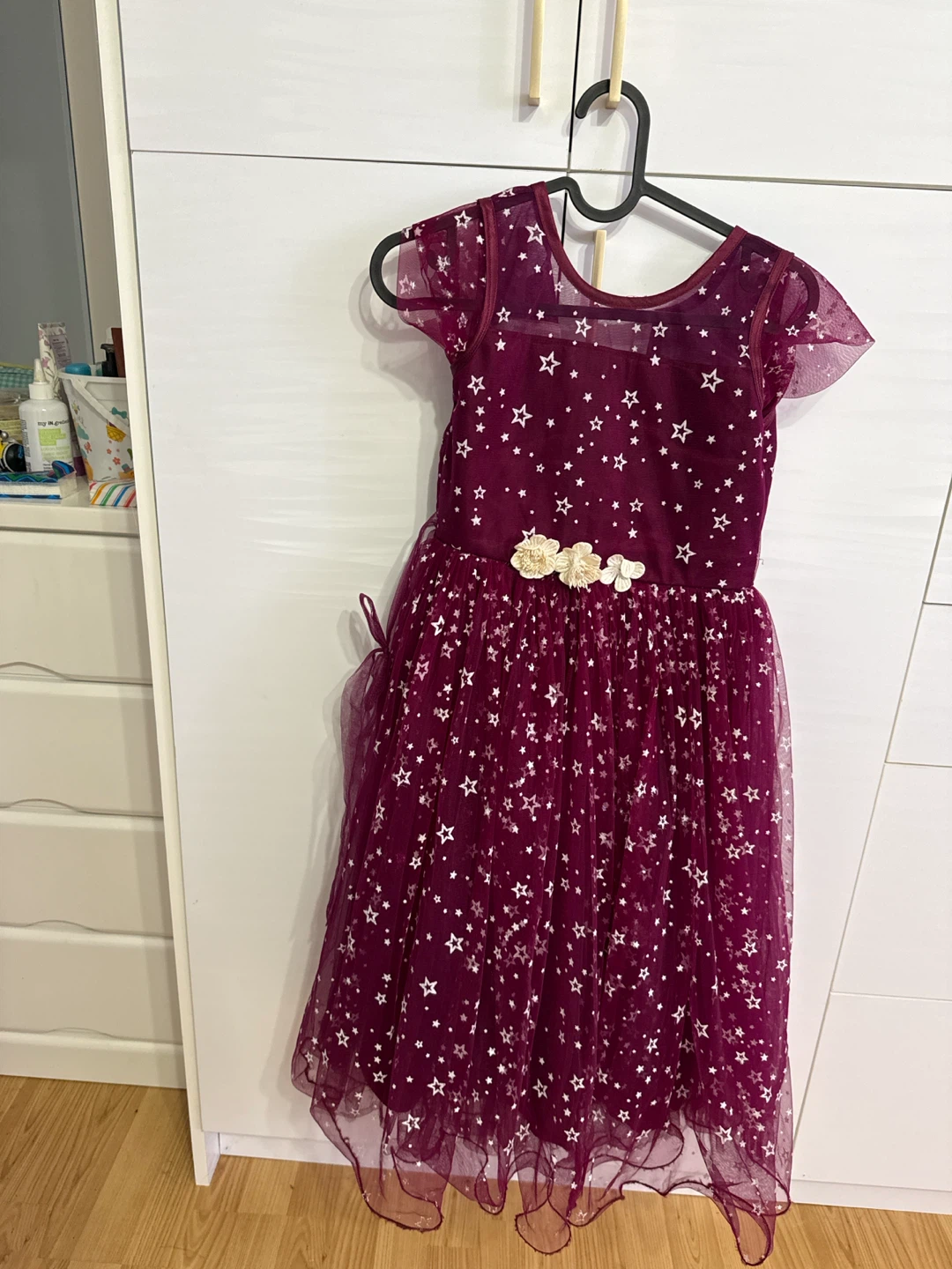 Girls Burgundy Star Dress