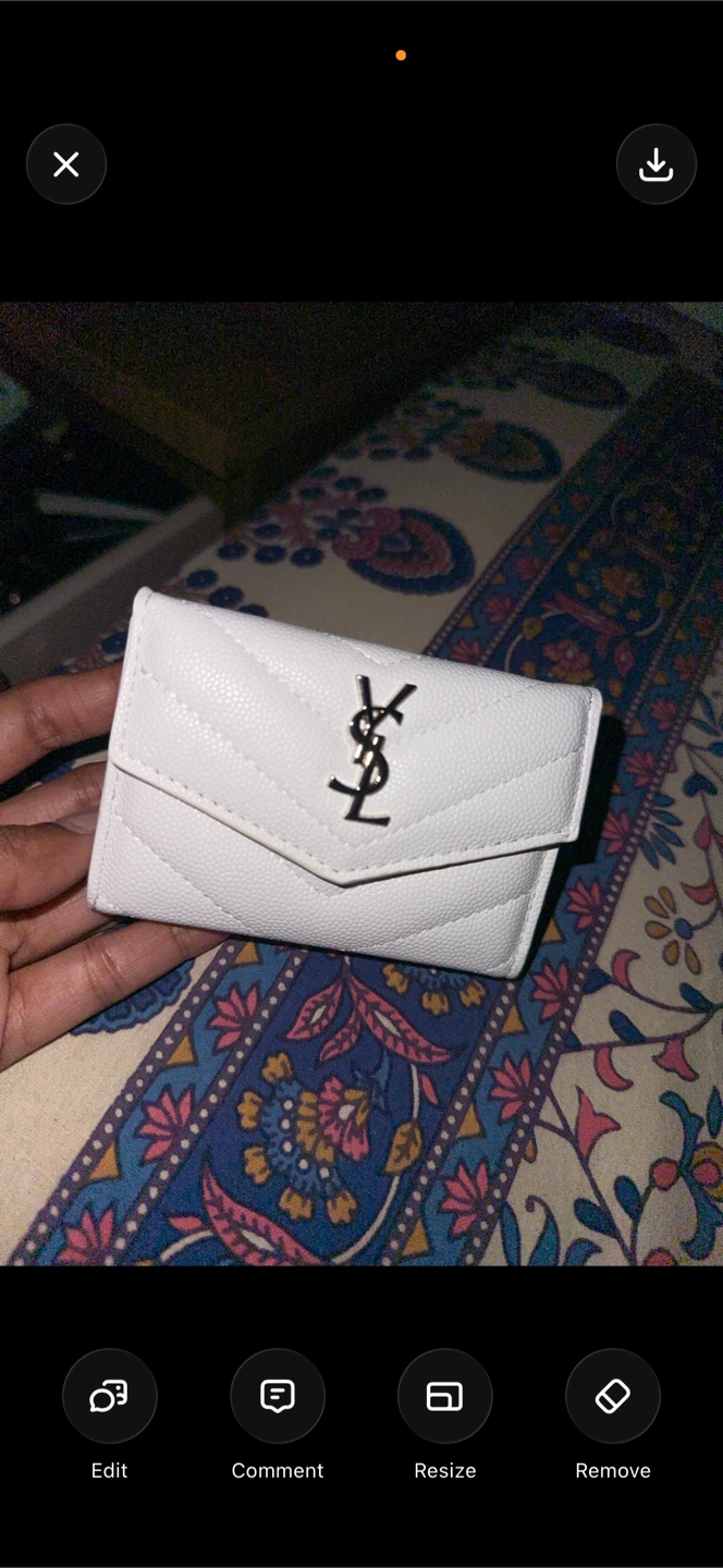 Yves Saint Laurent White Quilted Card Holder Wallet