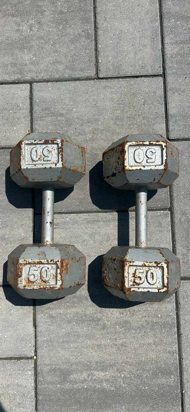 York 35lb Weight Plates and Dumbbells - photo 2