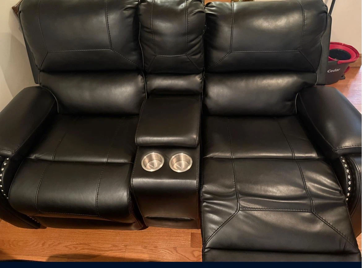 Black Leather Reclining Sofa and Loveseat Set