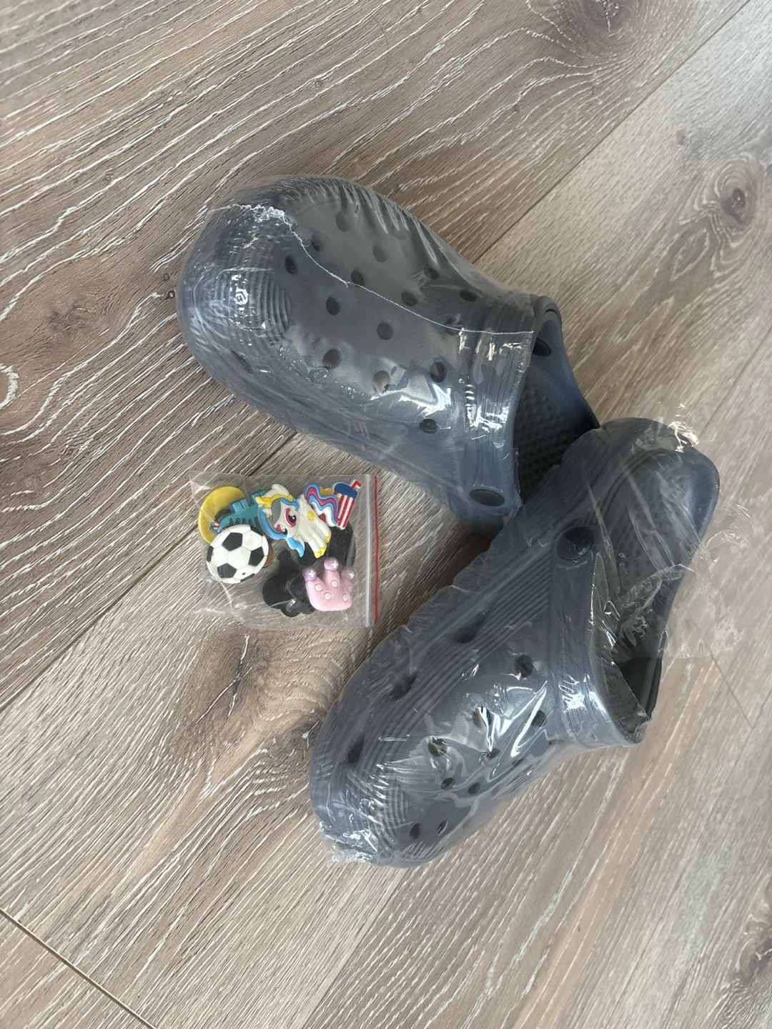 Brand New Dark Grey Clogs with Charms - photo 2