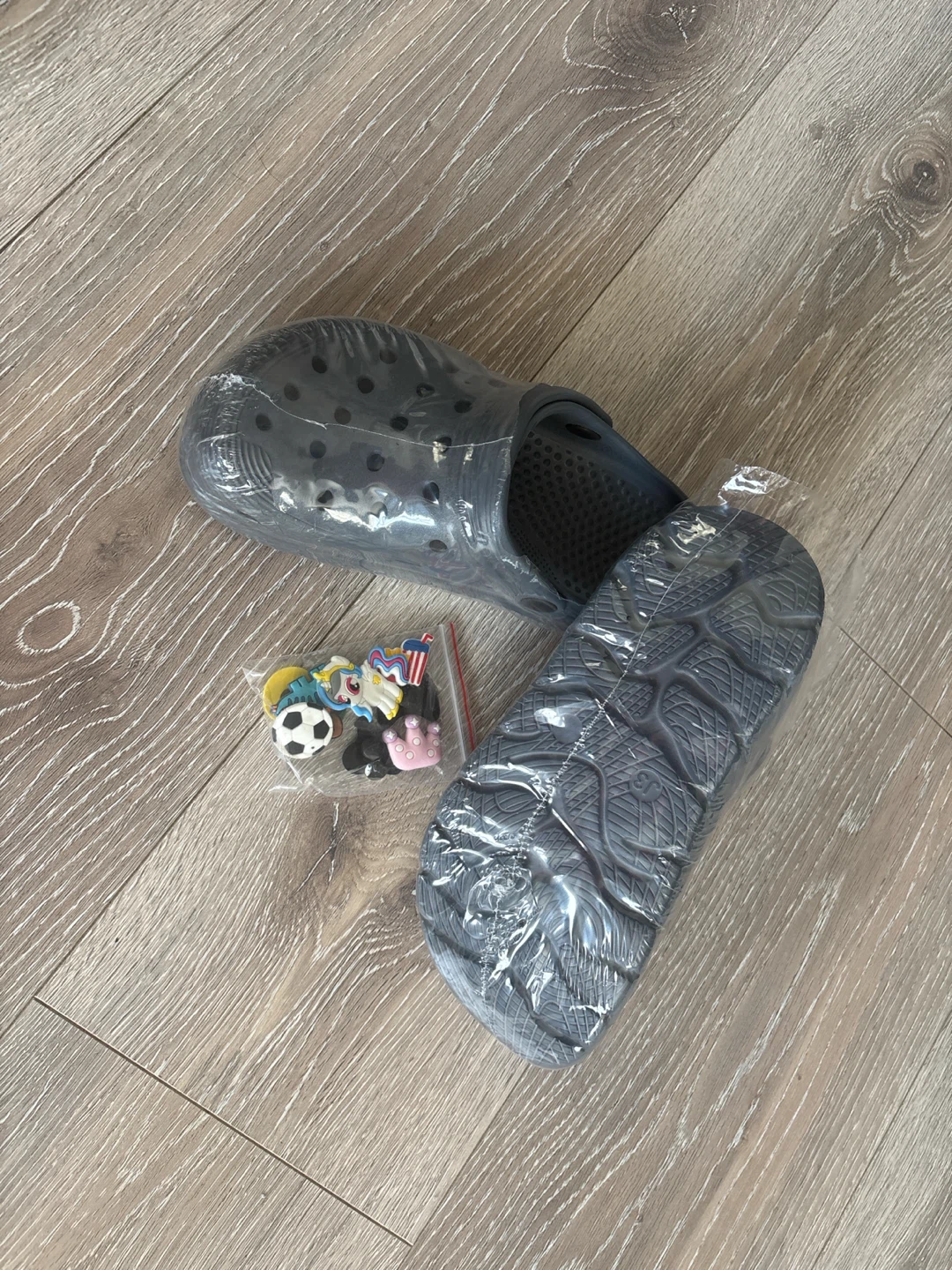Brand New Dark Grey Clogs with Charms - photo 3