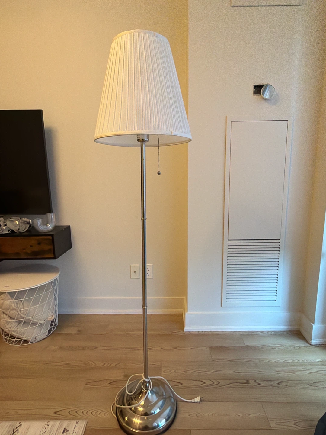 Floor Lamp with White Pleated Shade