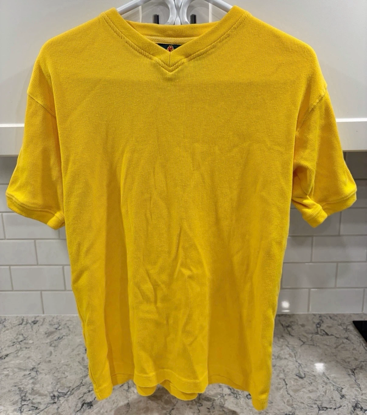 Women’s Yellow V-Neck T-Shirt (Burnside) (Size XL)