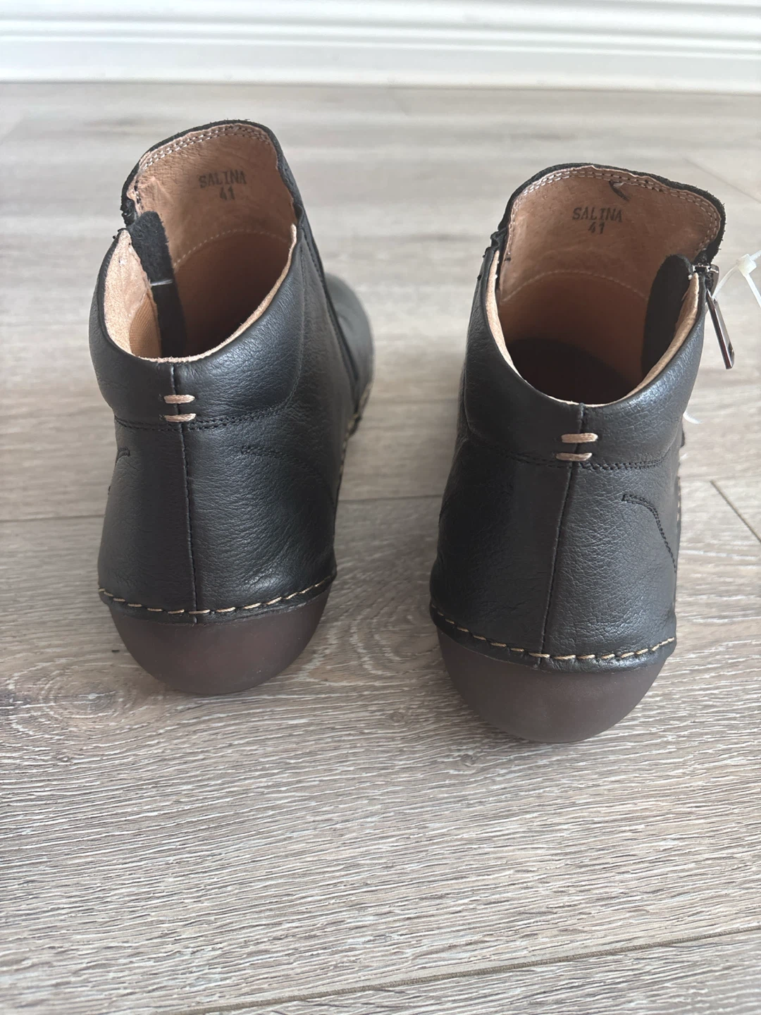 Black Leather Ankle Boots - Size 41 - photo 4