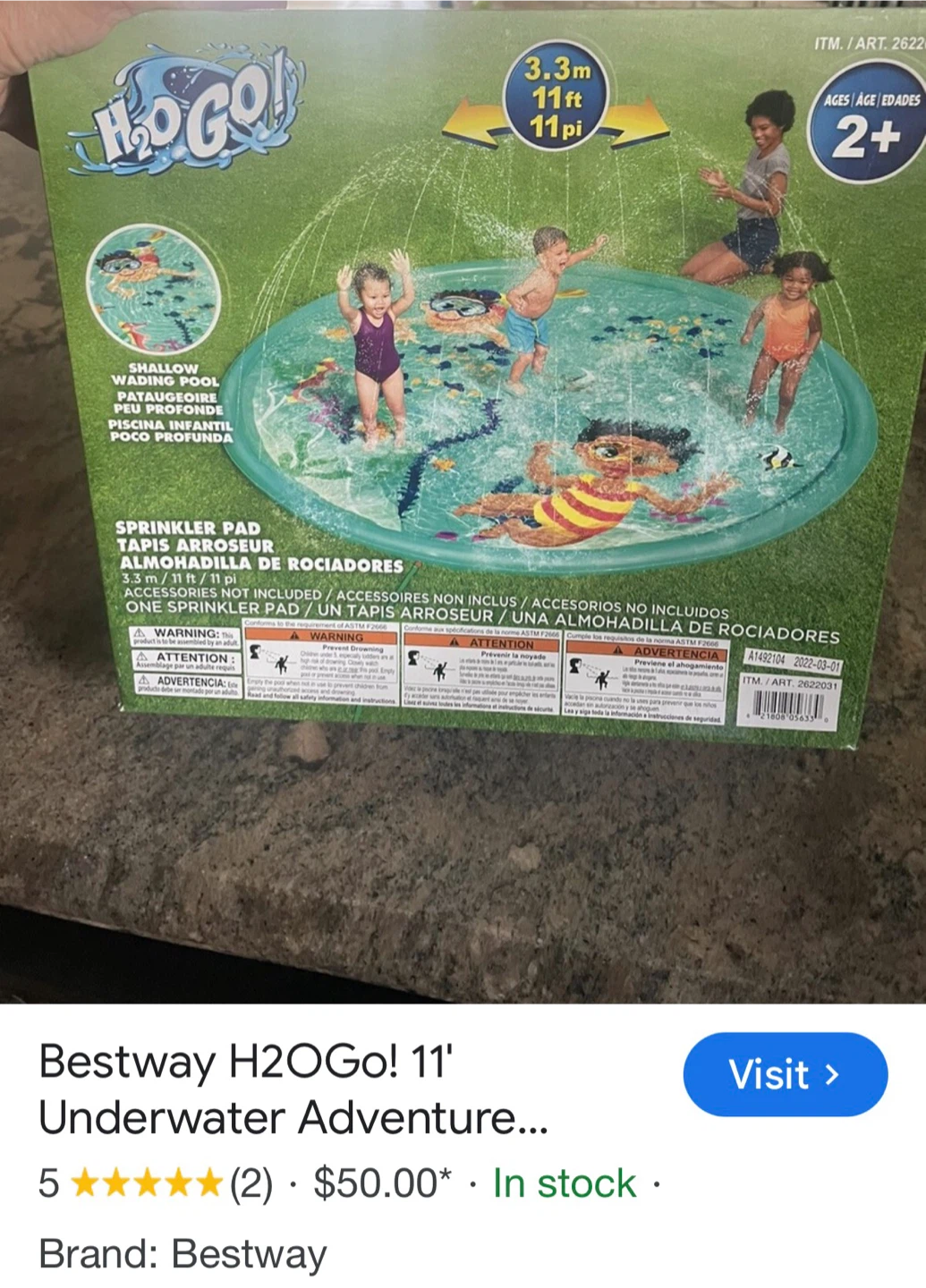 Bestway H2OGo! 11' Underwater Adventure Sprinkler Pad - photo 2