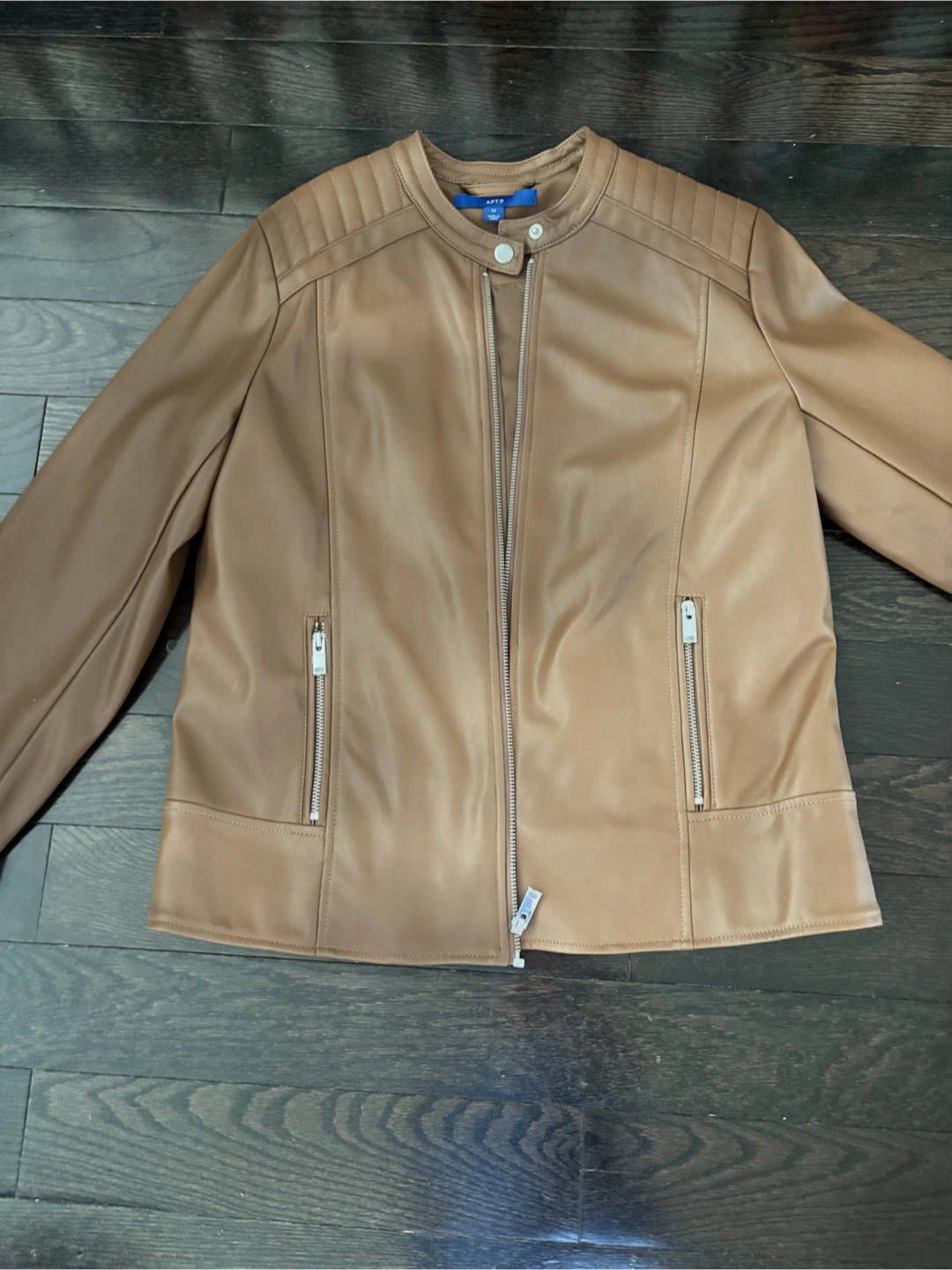 APTX Brown Faux Leather Moto Jacket