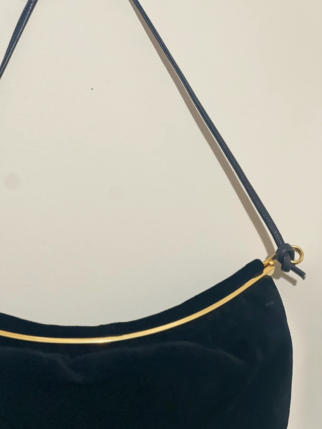 Suede Shoulder Bag with Gold Accents - photo 4