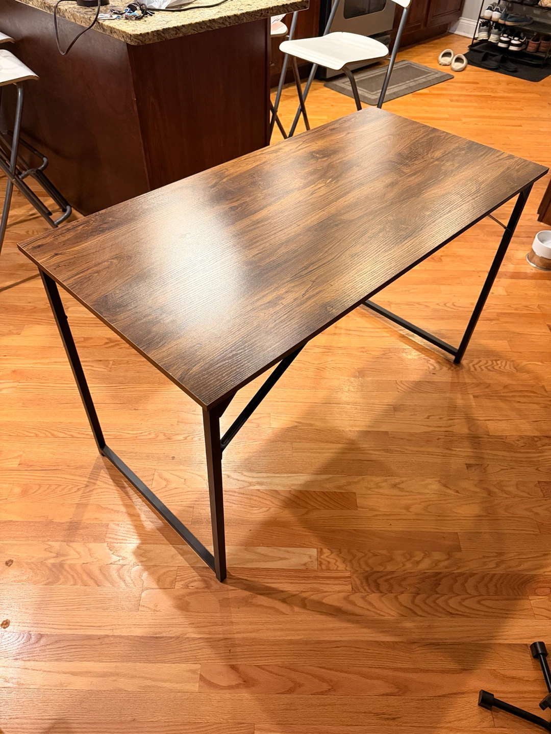 Wood Desk with Black Metal Legs