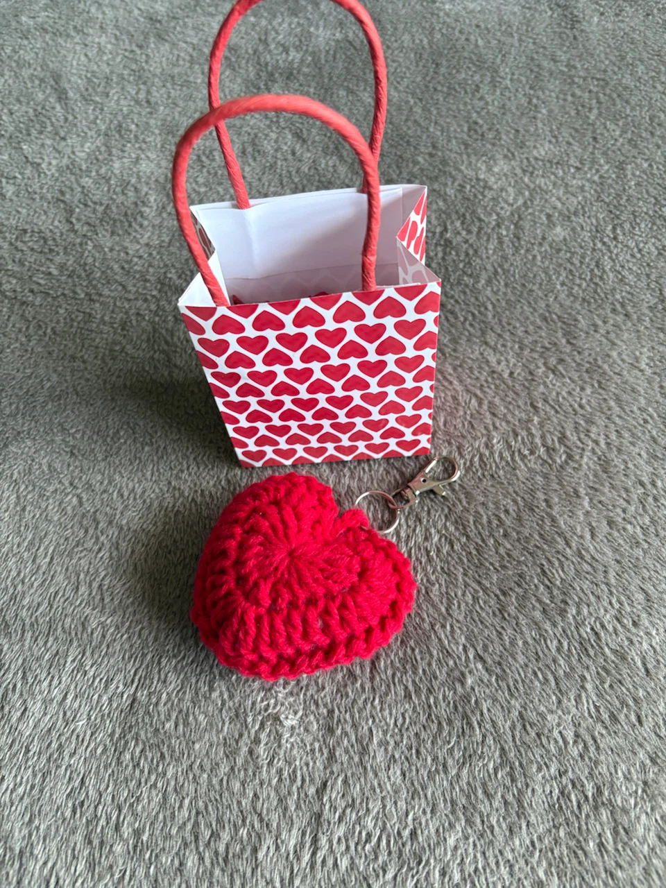 Handmade Crochet Heart Keychain