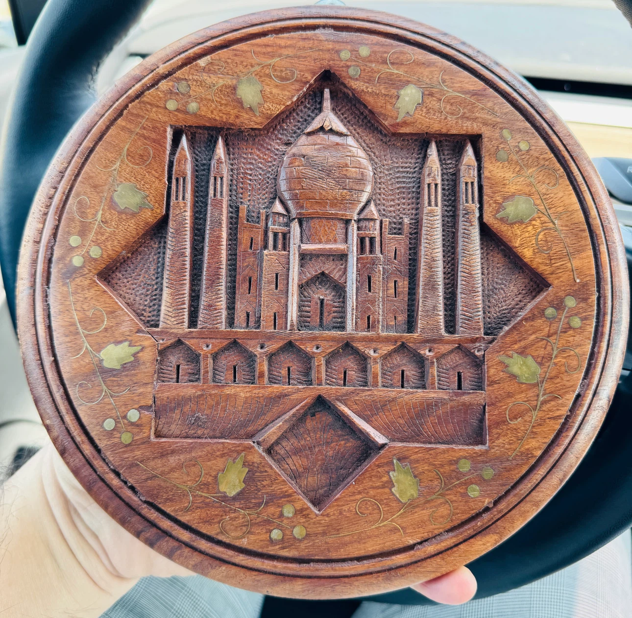 Carved Wooden Trinket Box - Taj Mahal Design