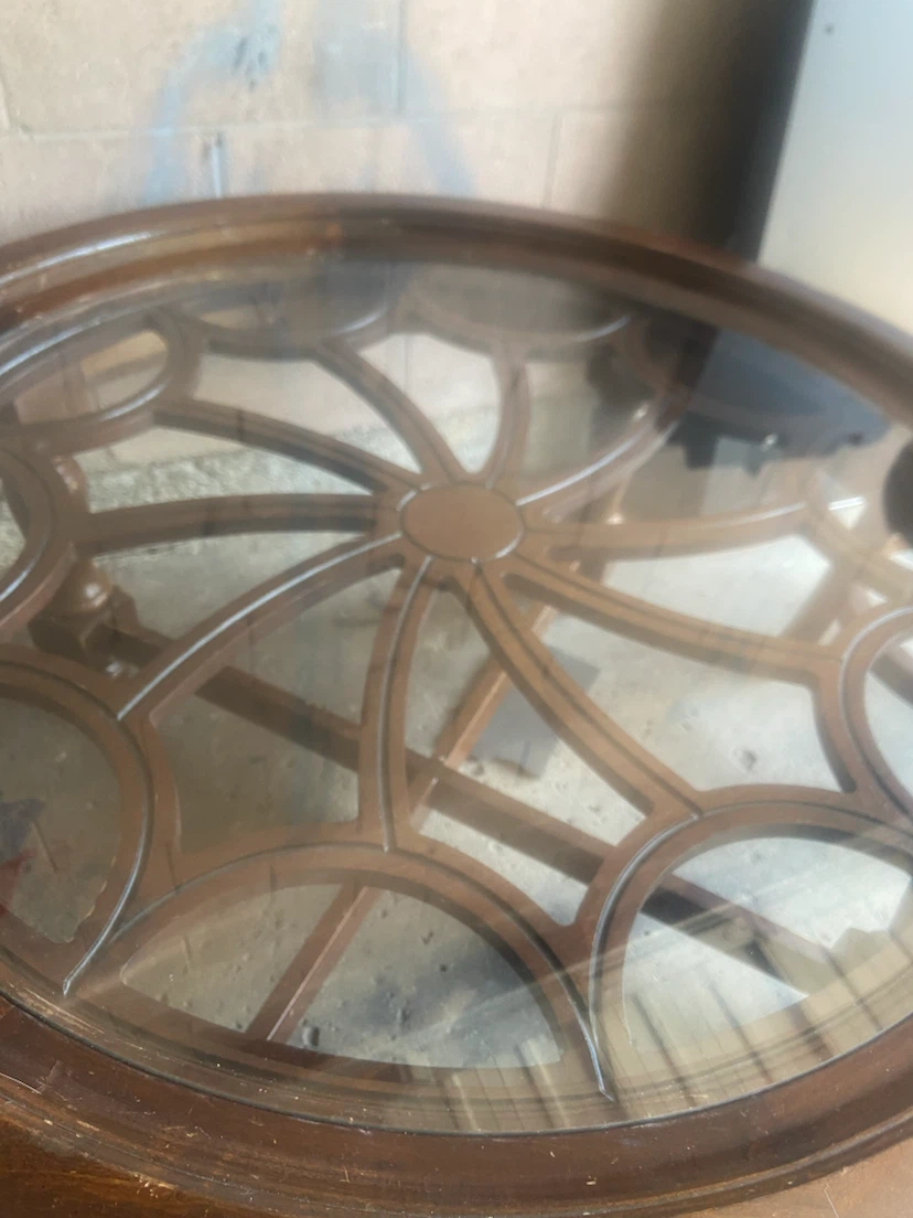 Round Coffee Table with Glass Top