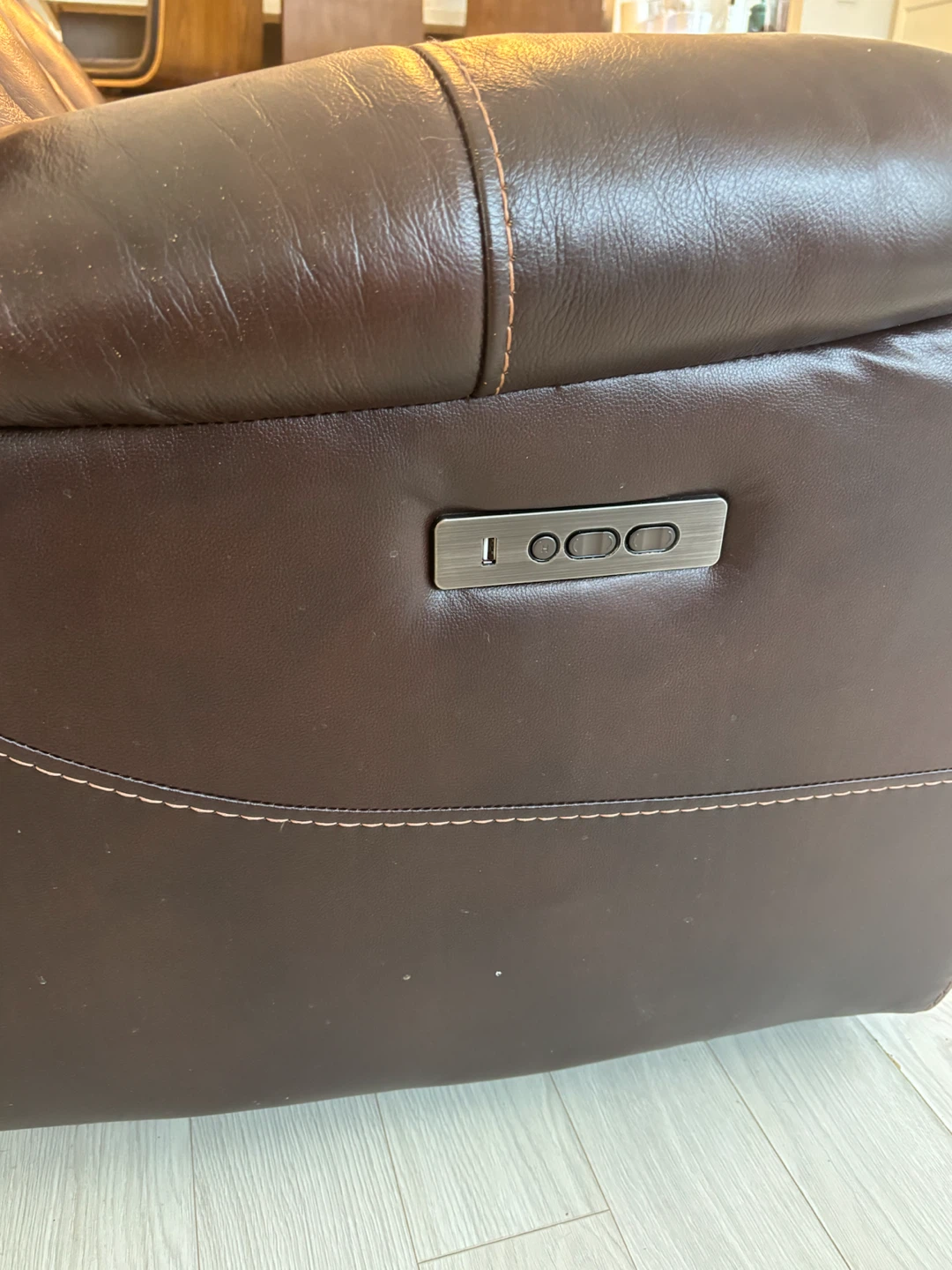 Brown Leather 3-Seater Reclining Sofa - photo 3