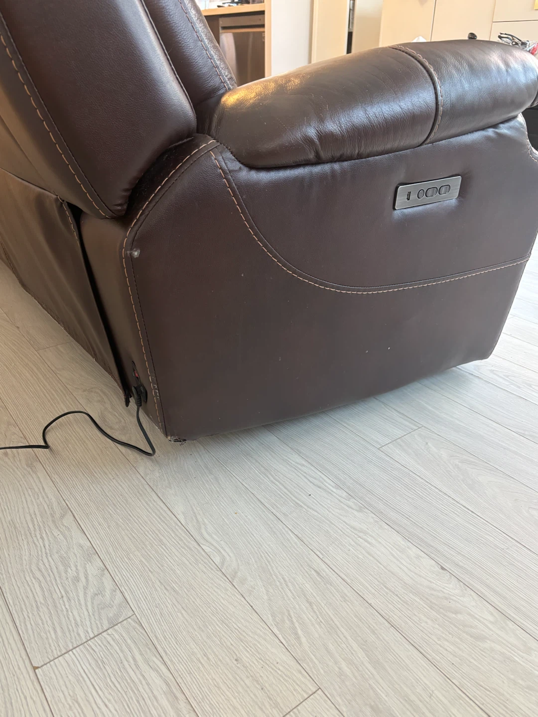 Brown Leather 3-Seater Reclining Sofa - photo 4