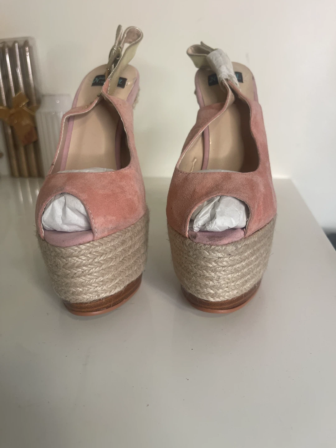 Pink Suede Espadrille Platform Wedge Heels - photo 2