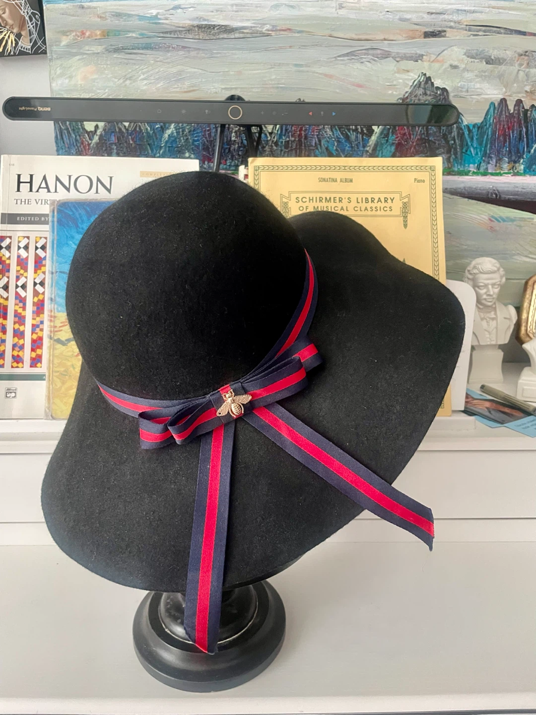 Black Wool Floppy Hat with Bee Detail – Preloved - photo 3