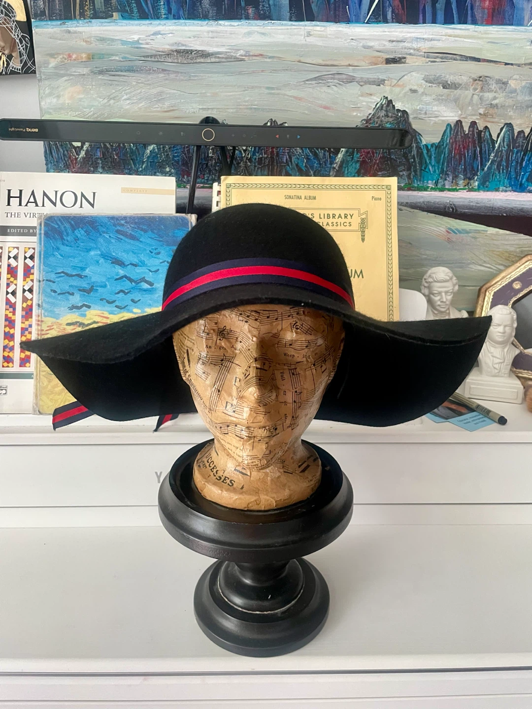 Black Wool Floppy Hat with Bee Detail – Preloved