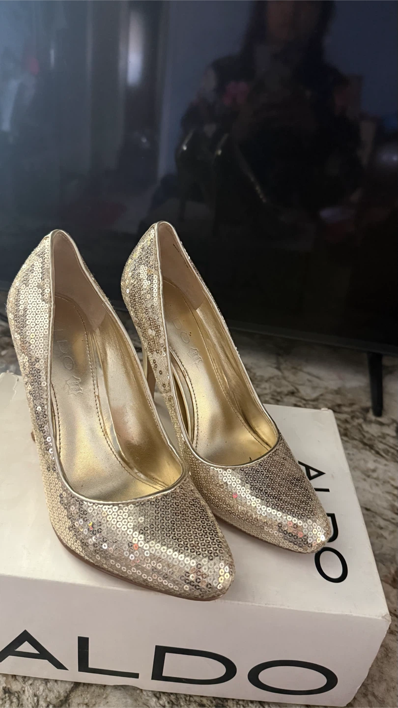 ALDO Women's Gold Sequin Heels check more photos