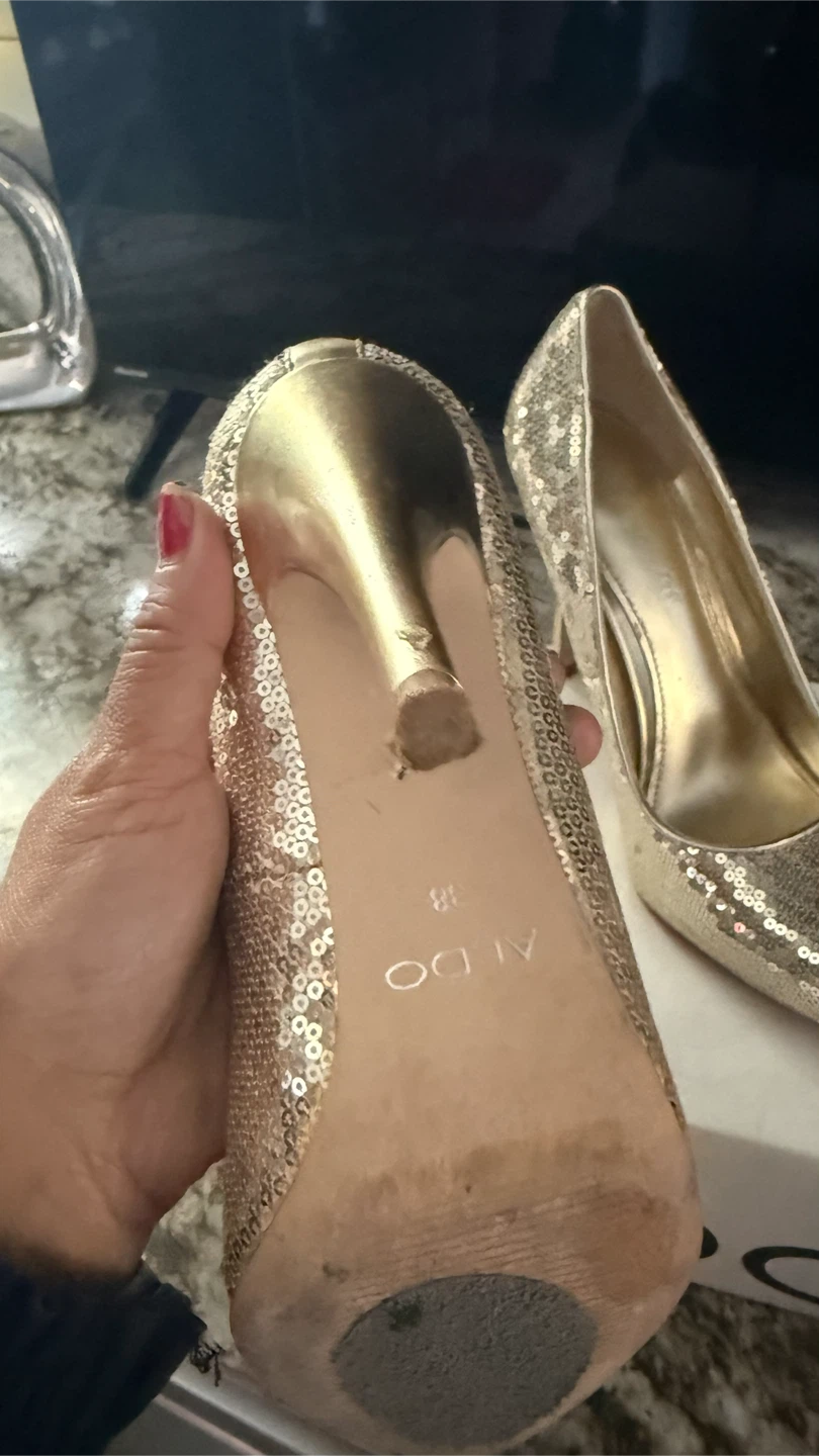 ALDO Women's Gold Sequin Heels check more photos - photo 5