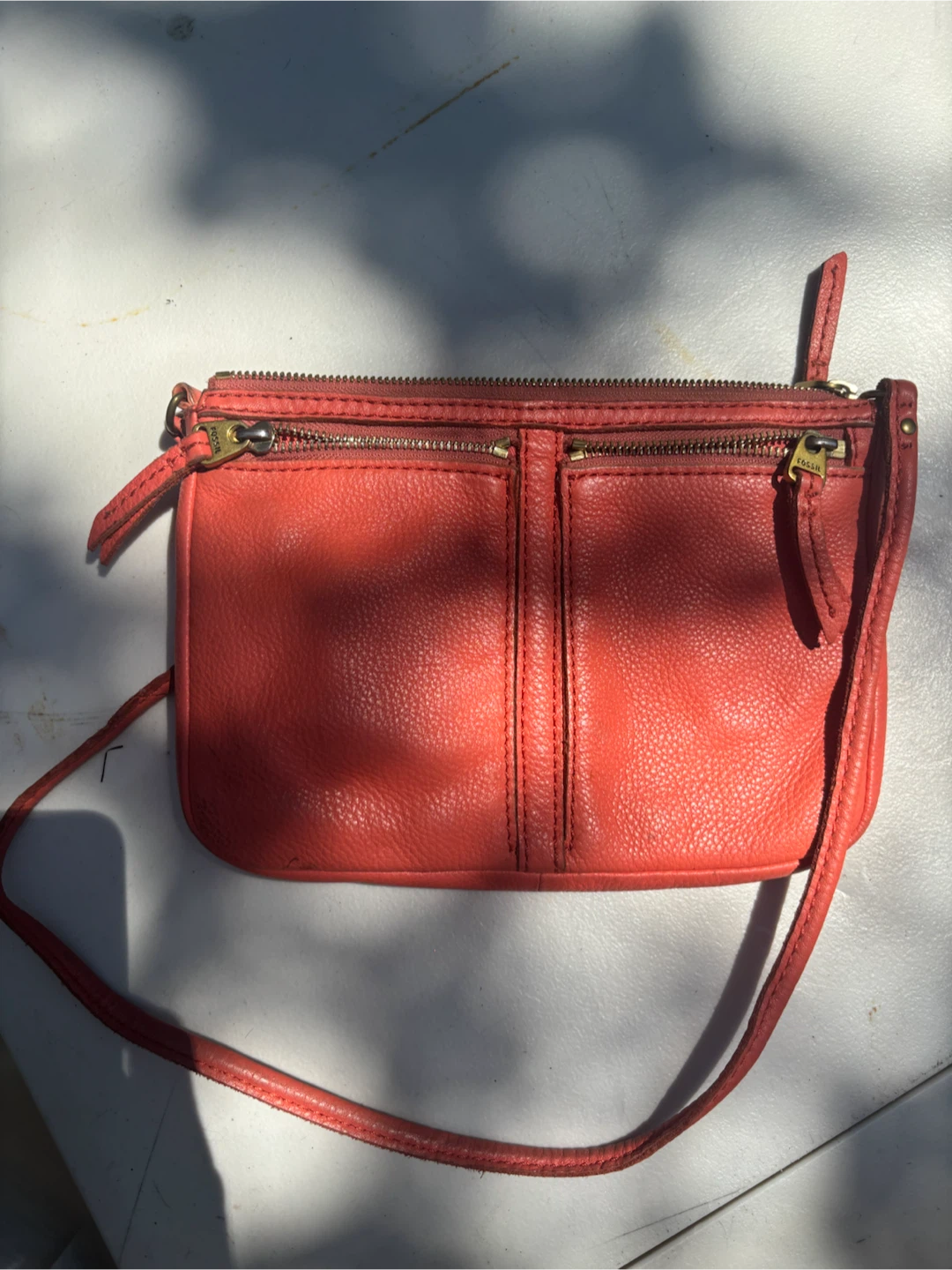 Fossil Coral Leather Clutch/Crossbody Bag