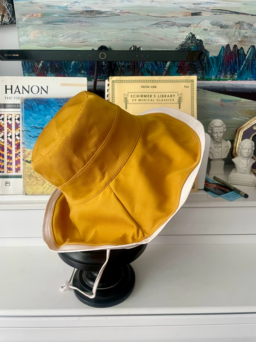 Oversized Cotton Sun Hat – Mustard & Cream - photo 3