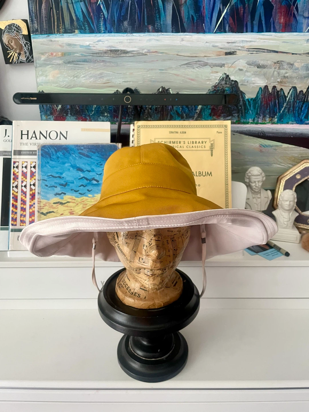 Oversized Cotton Sun Hat – Mustard & Cream