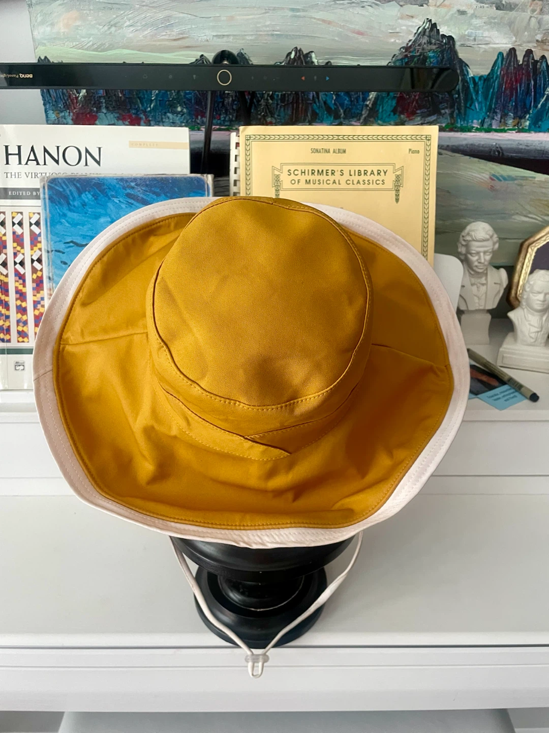 Oversized Cotton Sun Hat – Mustard & Cream - photo 2