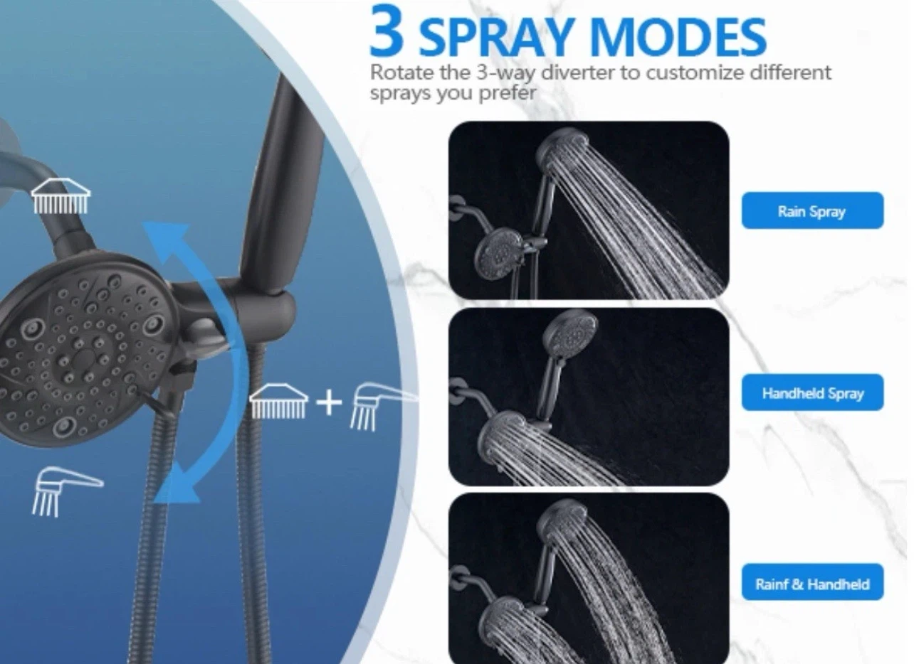 Black Shower Faucet Set with Rain Shower Head & Handheld Wand - photo 4