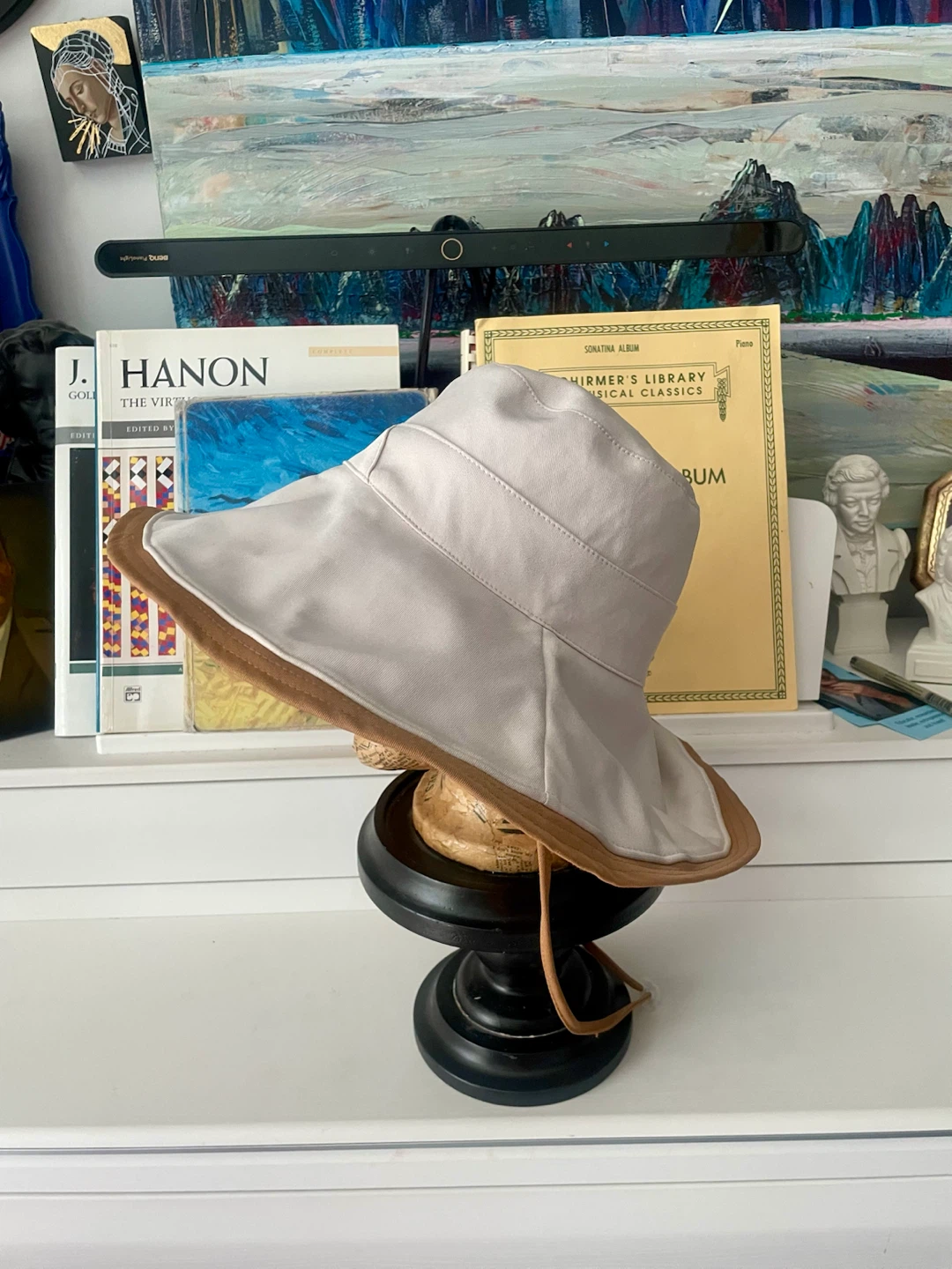 Oversized Cotton Sun Hat – Ivory & Camel - photo 2