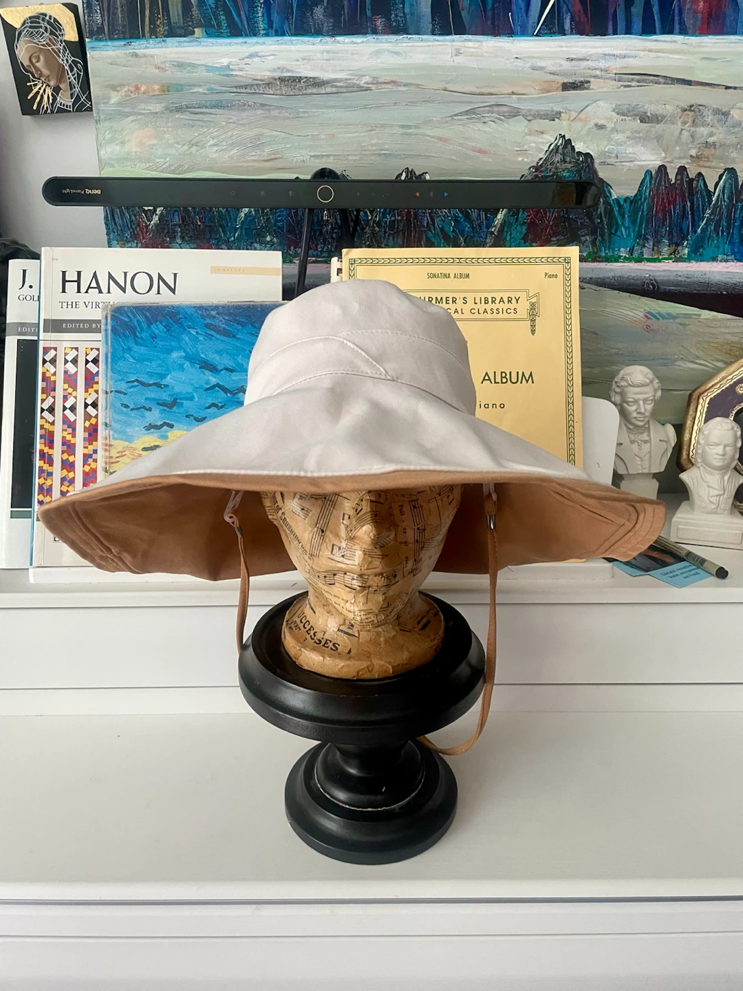 Oversized Cotton Sun Hat – Ivory & Camel