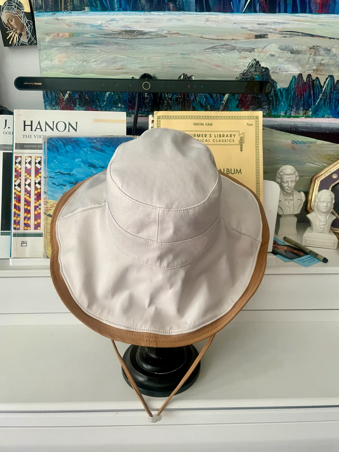 Oversized Cotton Sun Hat – Ivory & Camel - photo 3